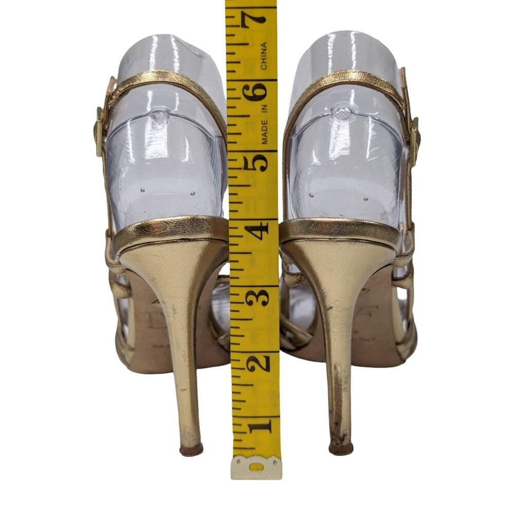Diane Von Furstenberg Upton Leather Heels Womens Gold Metallic Stiletto Sz 6B - Picture 8 of 12
